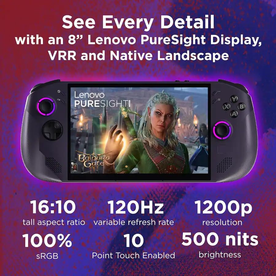 Image of Lenovo Legion Go S Gaming Handheld Consoles, Steam OS, 8 inch 120Hz IPS LCD Touch Screen, AMD Ryzen Z2 Go, 16 GB RAM LPDDR5X 1TB SSD