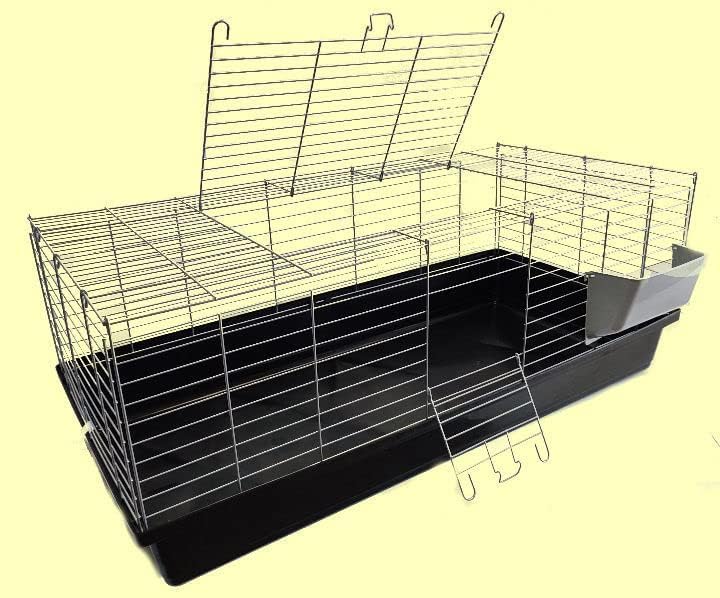 1m Neues Modell Hasenkäfig Nagerkäfig Kaninchenkäfig Käfig Stall Meerschweinchen schwarz
