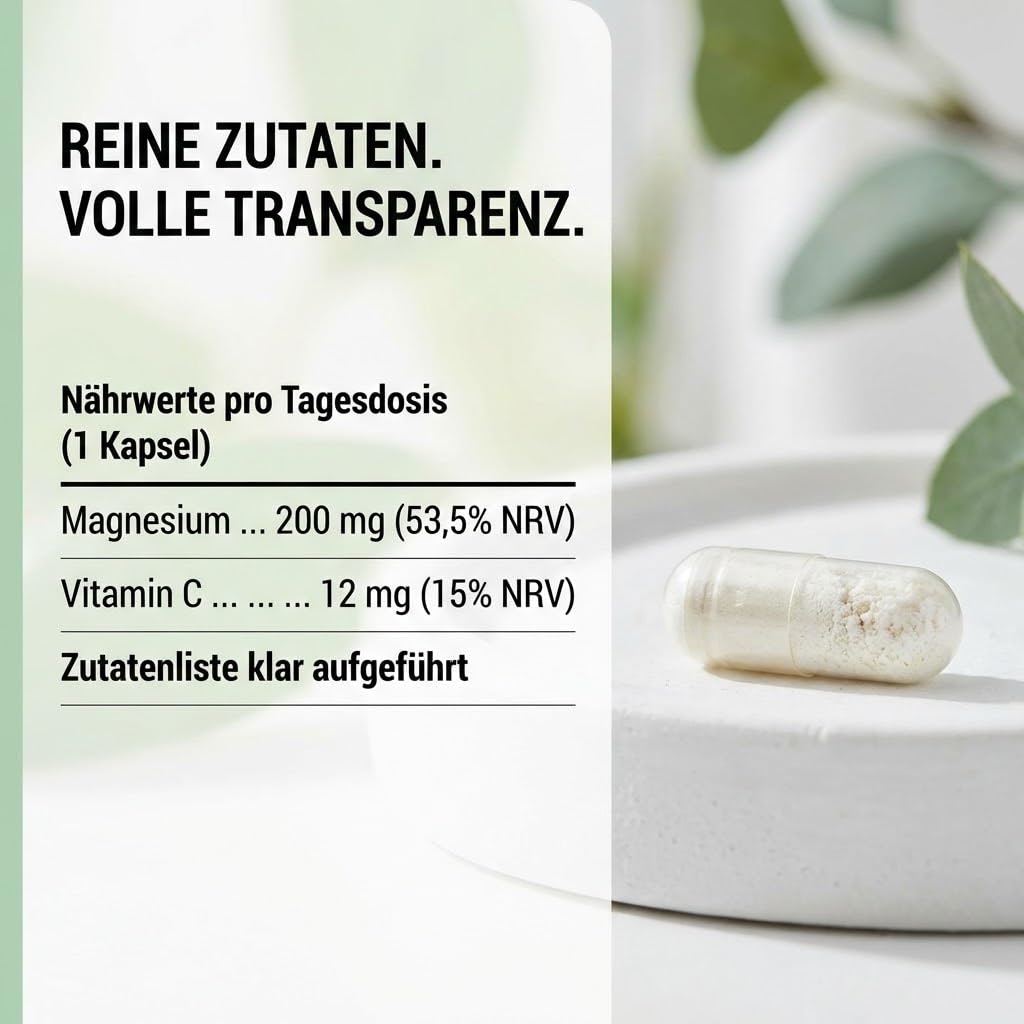 Vihado Magnesium Komplex, 180 Kapseln, 5-in-1 Matrix, 668,7 mg Tagesdosis – Ansicht 4