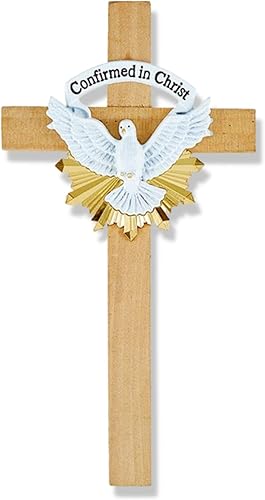 Needzo Cruz de pared de confirmación, decoración de madera confirmada en Cristo, accesorio colgante católico, 6 pulgadas