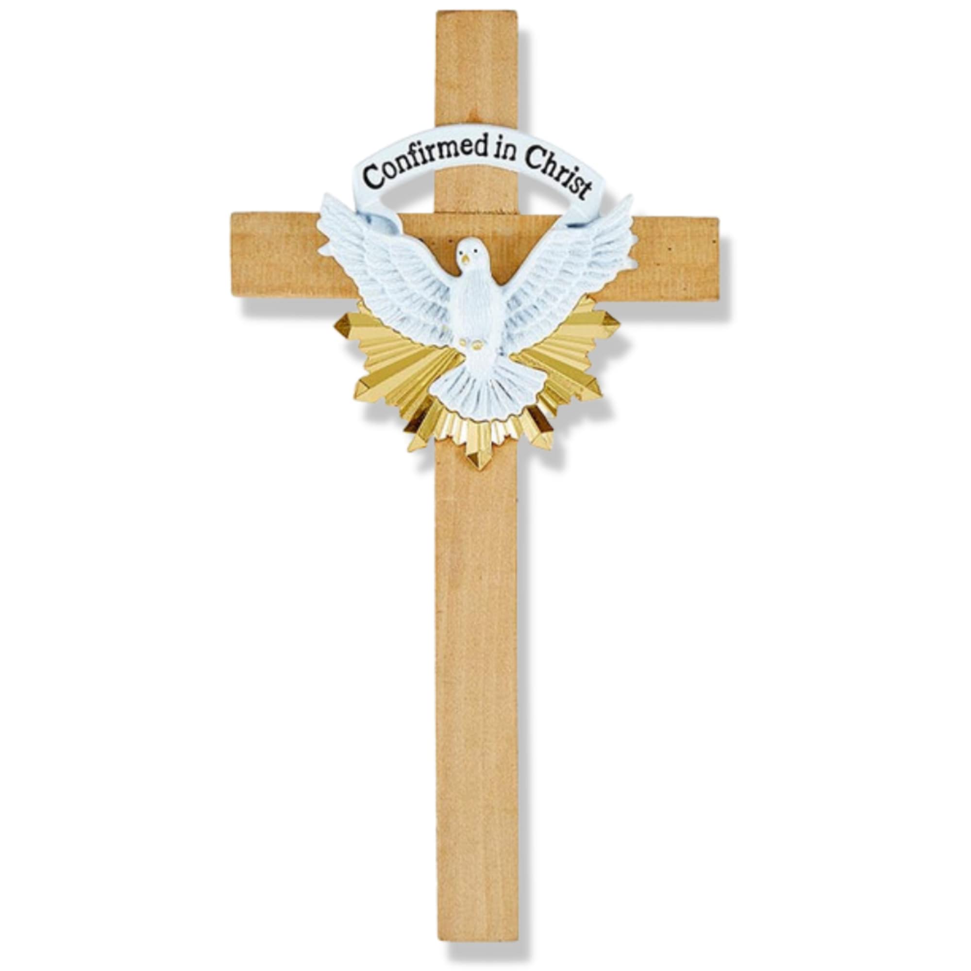 Confirmation Wall Cross, Confirmed in Christ Wooden Decor, Catholic Hanging Accessory, 6 Inches