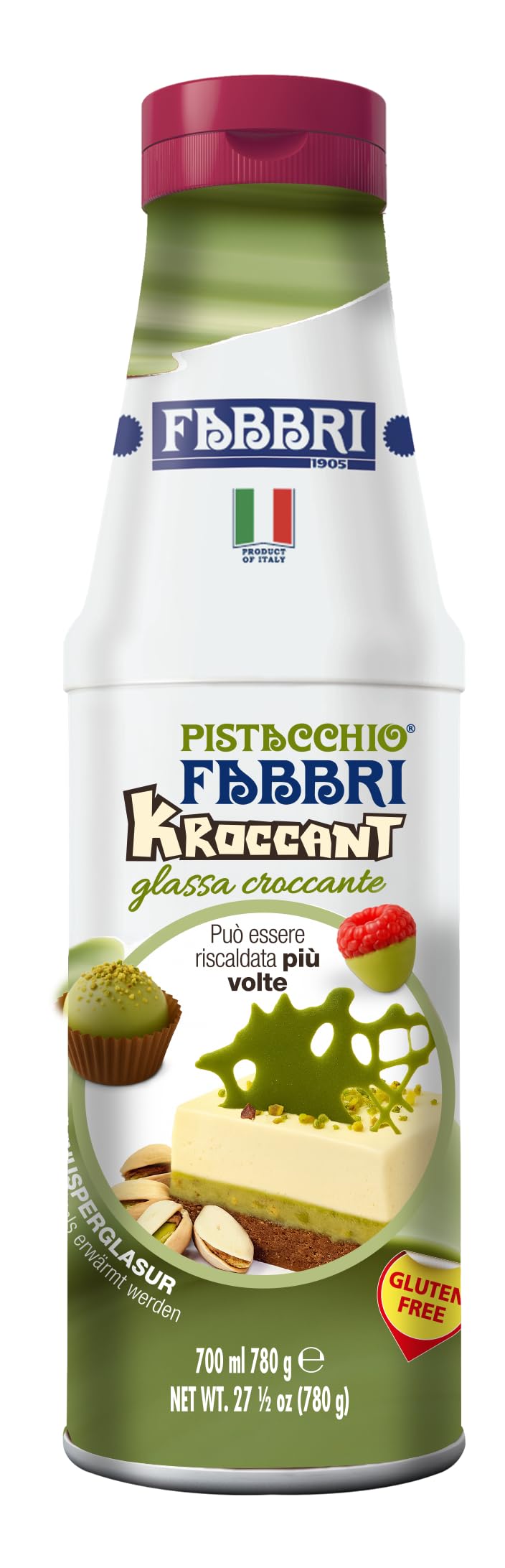 Fabbri Topping Kroccant al Pistacchio 800g, topping termosensibile si trasforma a contatto col freddo