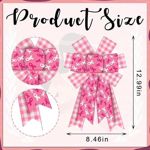 Miniatura 2 de 2 lazos de arpillera para concientización sobre el cáncer de mama, lazos de arpillera para corona, pequeños lazos de cinta rosa para mujeres y