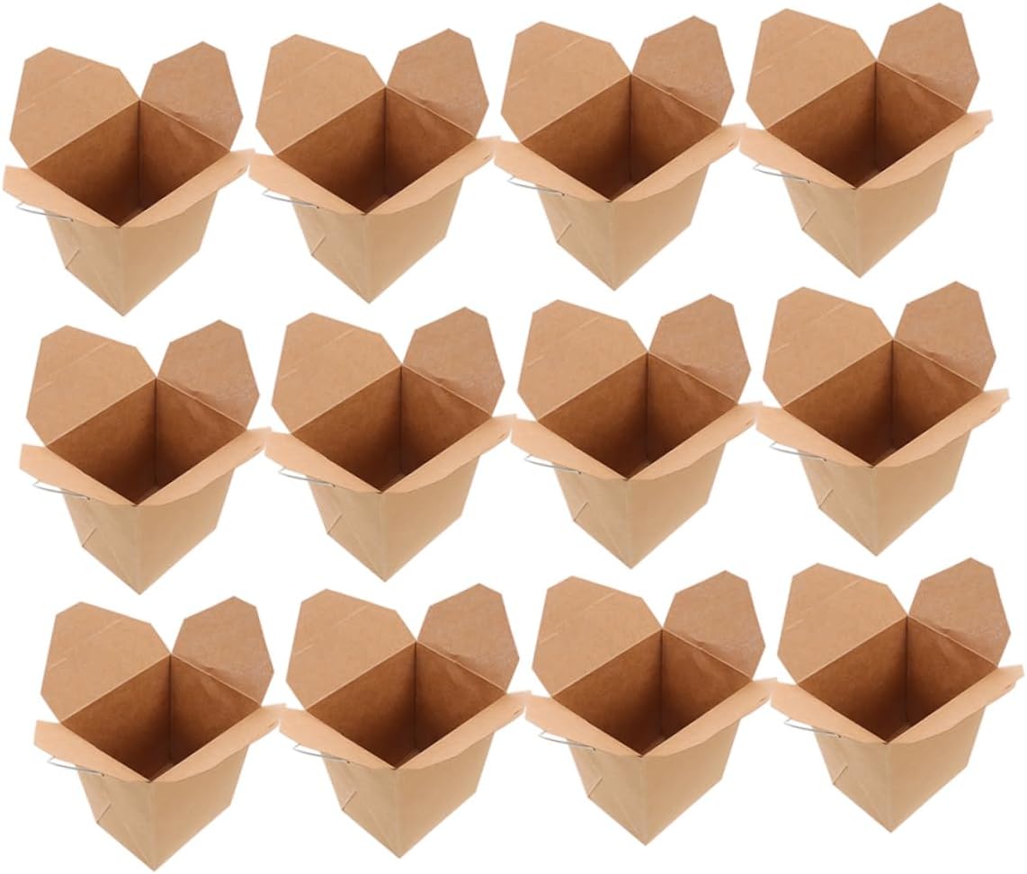 Alipis 50pcs Chinese Takeout Containers Handle Paper Storage Boxes for Chicken Fries for Catering Picnics Restaurants Sturdy Design