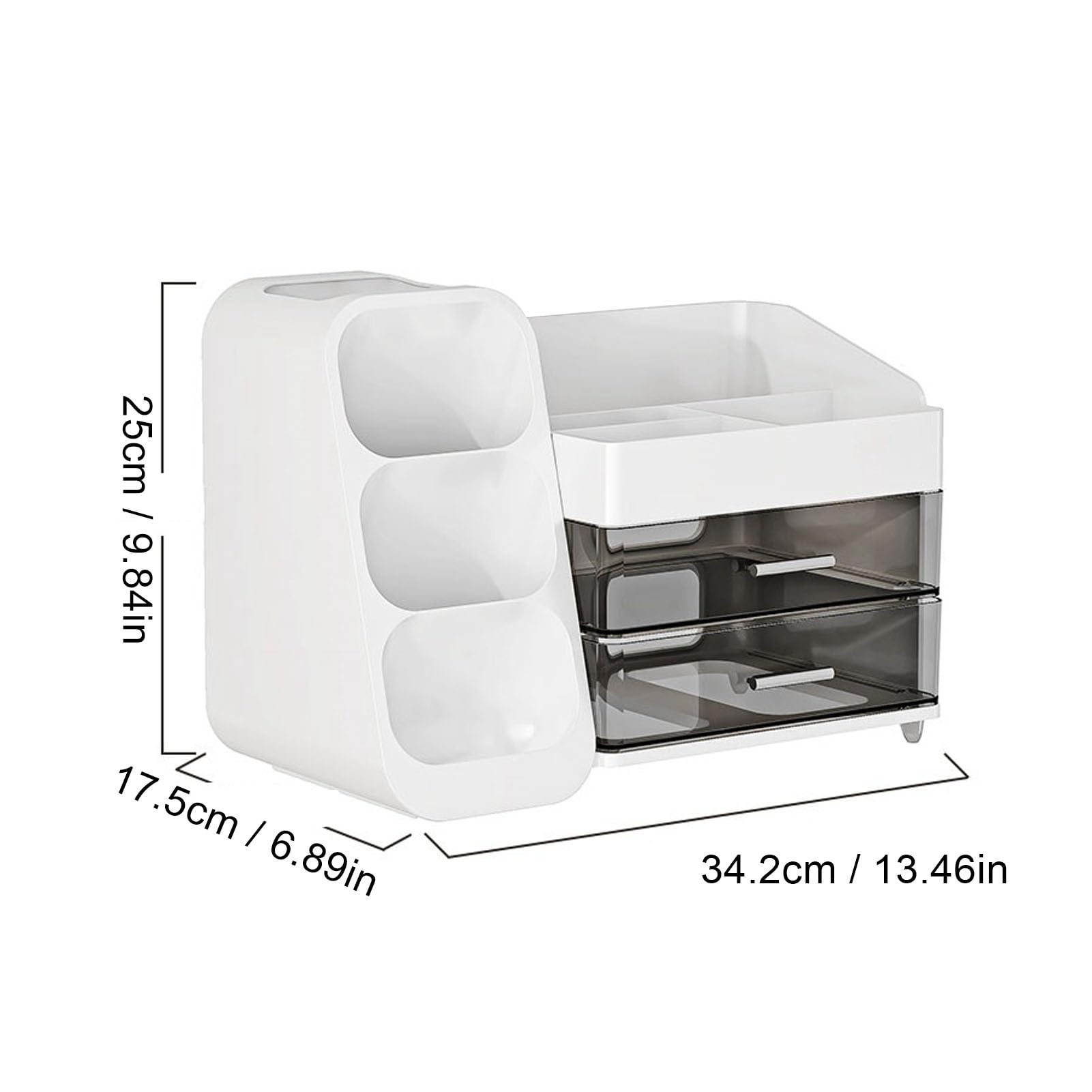 Organizer per Trucchi, Vetrina per Cosmetici in Plastica con Cassetti Trasparenti e Piedini Antiscivolo per il Ripiano del Bagno e la Scrivania Dell'ufficio (WHITE)
