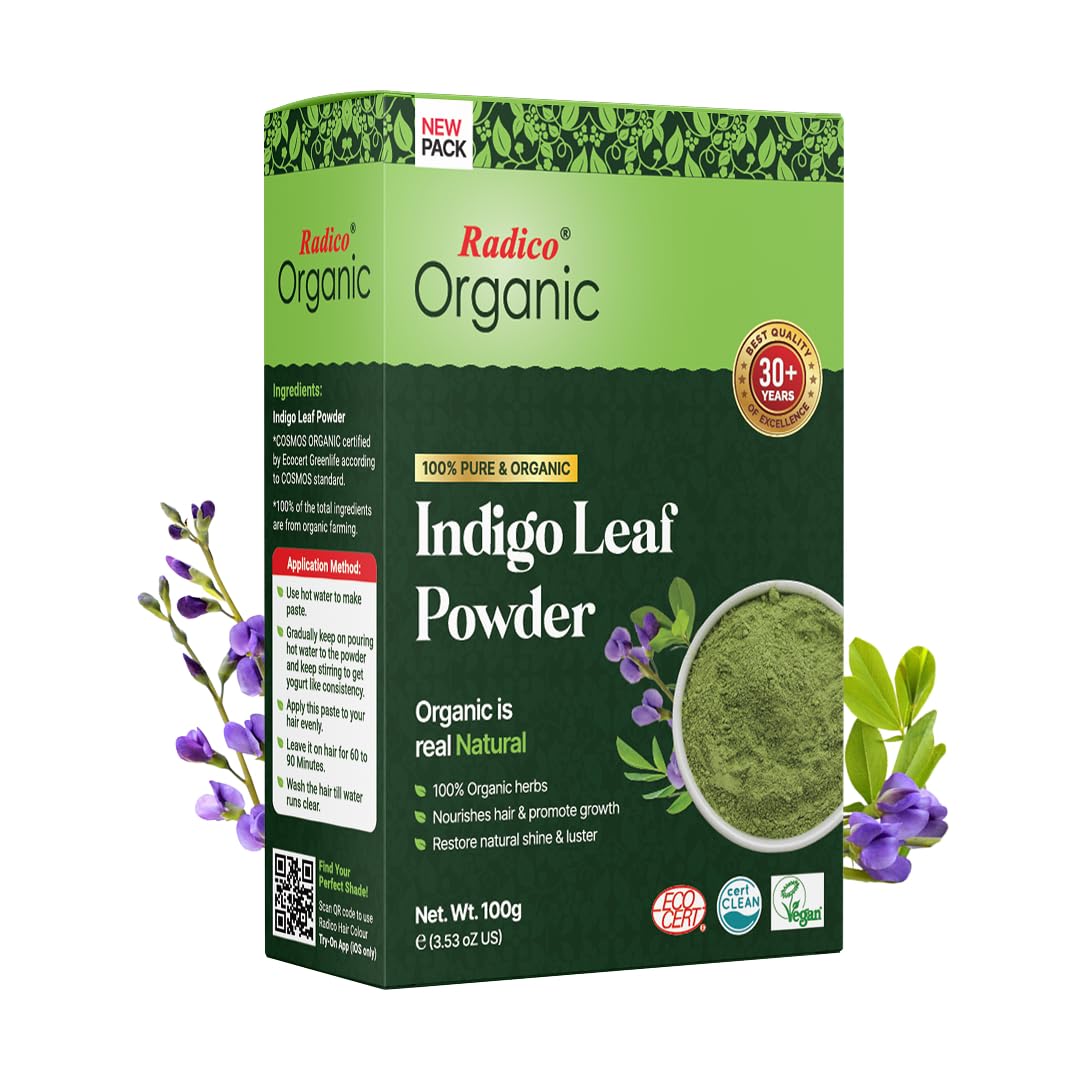 Radico Organic - 100% Pure & Organic Herbs Indigo Leaf Powder (100g) - Nourishes hair & promote growth, Restore natural shine & luster (pack of 3)-picture-12