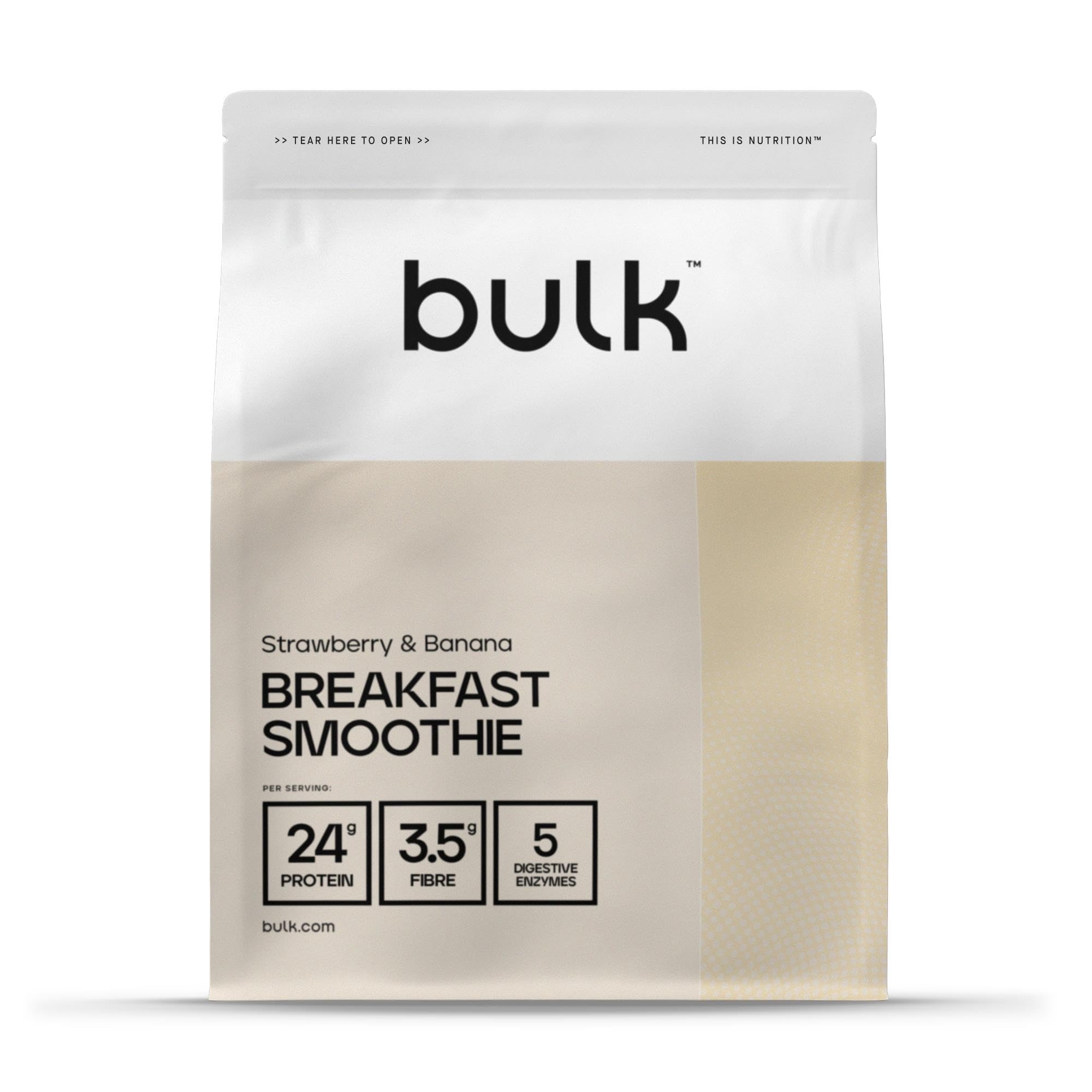 Bulk Breakfast Smoothie, High Protein, Real Fruit Pieces, Strawberry & Banana, 2.5 kg, Packaging May Vary