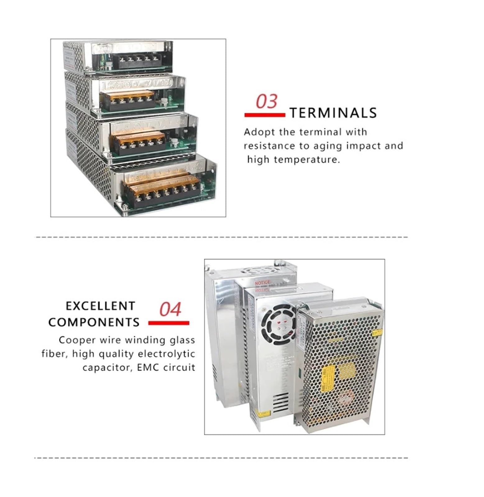 Tamaño de Fuente de alimentación de Modo de conmutación de Salida única 500w 24v 20a
