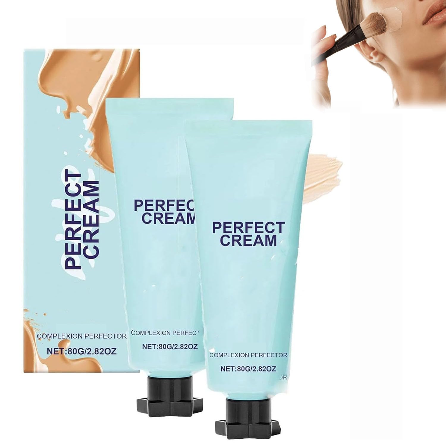 Over Complexion Perfector, Long-Lasting Cc Cream Foundation, Cc Cream Body Coverage Perfector, Waterproof & Transfer-Resistant Skin Tint, Evens Skin Toneand Light Foundation (2 Pcs)