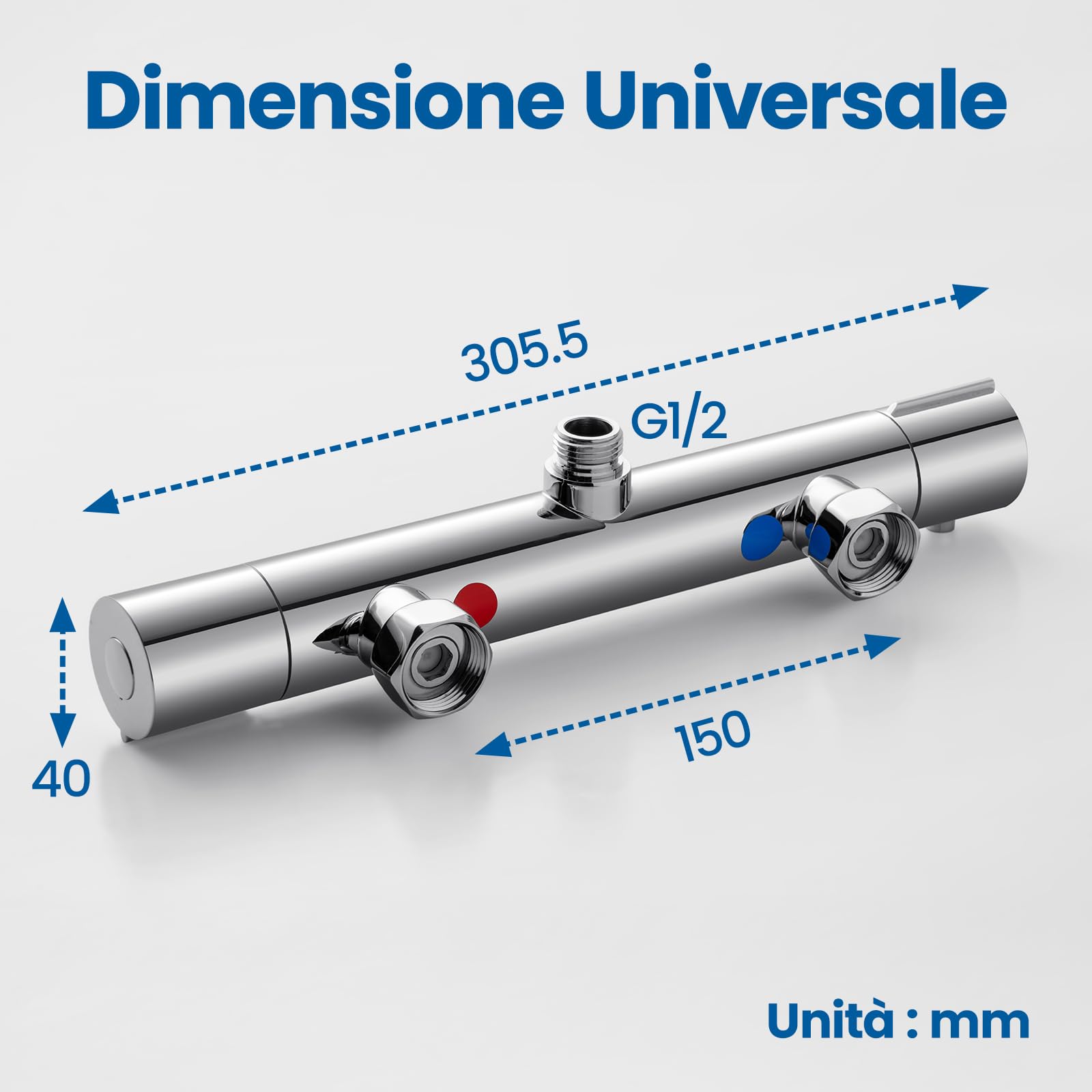 Auralum Colonna Doccia con Miscelatore Termostatico, Saliscendi Doccia 70cm con Doccetta 5 Geti, Asta Doccia con Soffione e Doccetta, Saliscendi Doccia Acciaio Inox con Tubo Flessibile 1,5m, Cromo