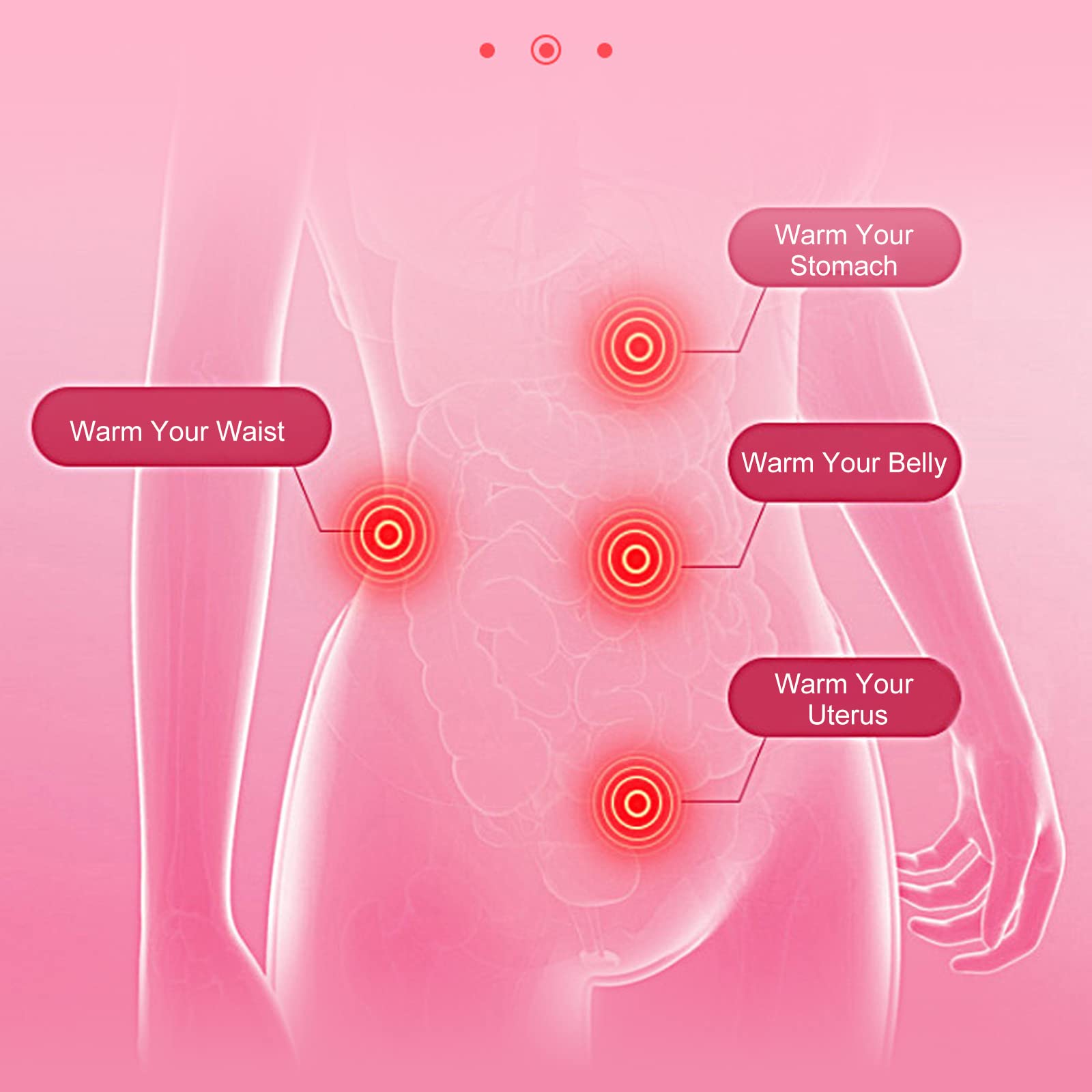 Ceinture Chauffante Regle Douloureuse, Layhou Ceinture Chauffante avec 3 Niveaux de Chaleur et 3 Modes de Massage, Rechargeable par USB, Soulager les Douleurs Menstruelles, Couleurs Bonbons
