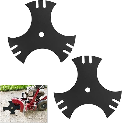 DECKMAN Paquete de 2 hojas de acero endurecido 375-411 Star Edger Blade 12 pulgada agujero central para bordes S-tens, Craftsman Walk Behind Edger