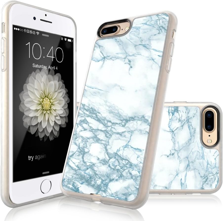 iPhone 8 Plus Case, iPhone 7 Plus Case Marble, Custype Replaceable Marble Shockproof Anti-Scratch DIY Protective Flexible Case for iPhone 7 Plus/iPhone 8 Plus (Marble 04)