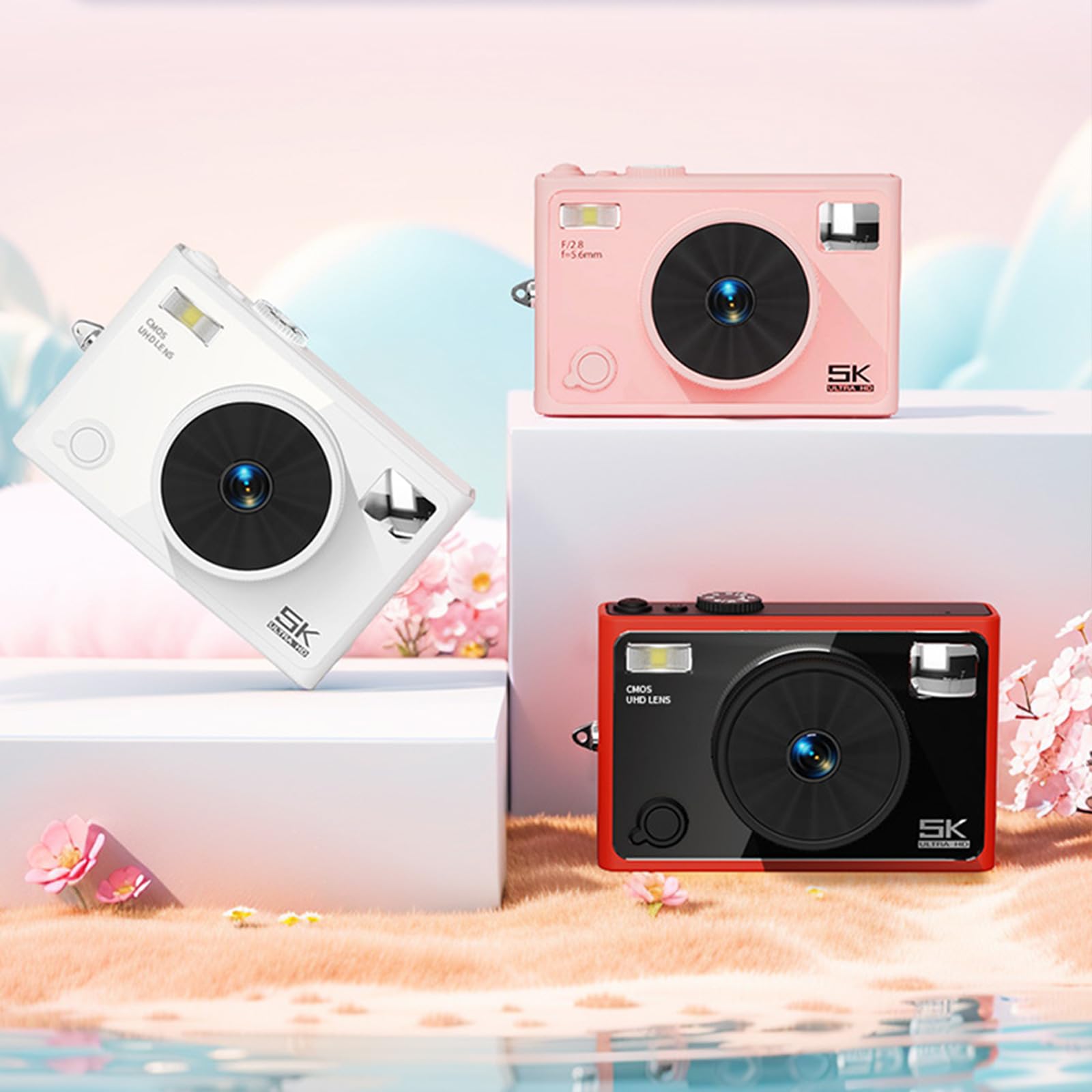 Fotocamera digitale 64MP 5K con filtri bellezza Doppia lente anteriore e posteriore per Vlog Fotografia viaggio Bambini Adulti Regalo Fotocamera per principianti