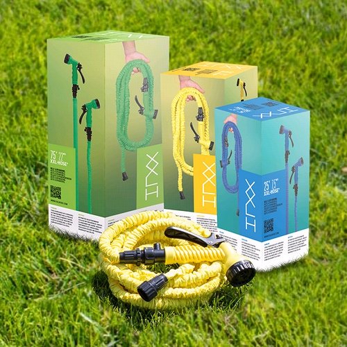 Tuyau d'arrosage rétractable 7,5m/ 15m/ 23m/ 30m/ XXL HOSE + pistolet 7 jets + 2 joints + Embouts Raccord Universel (7.5 Mètres)