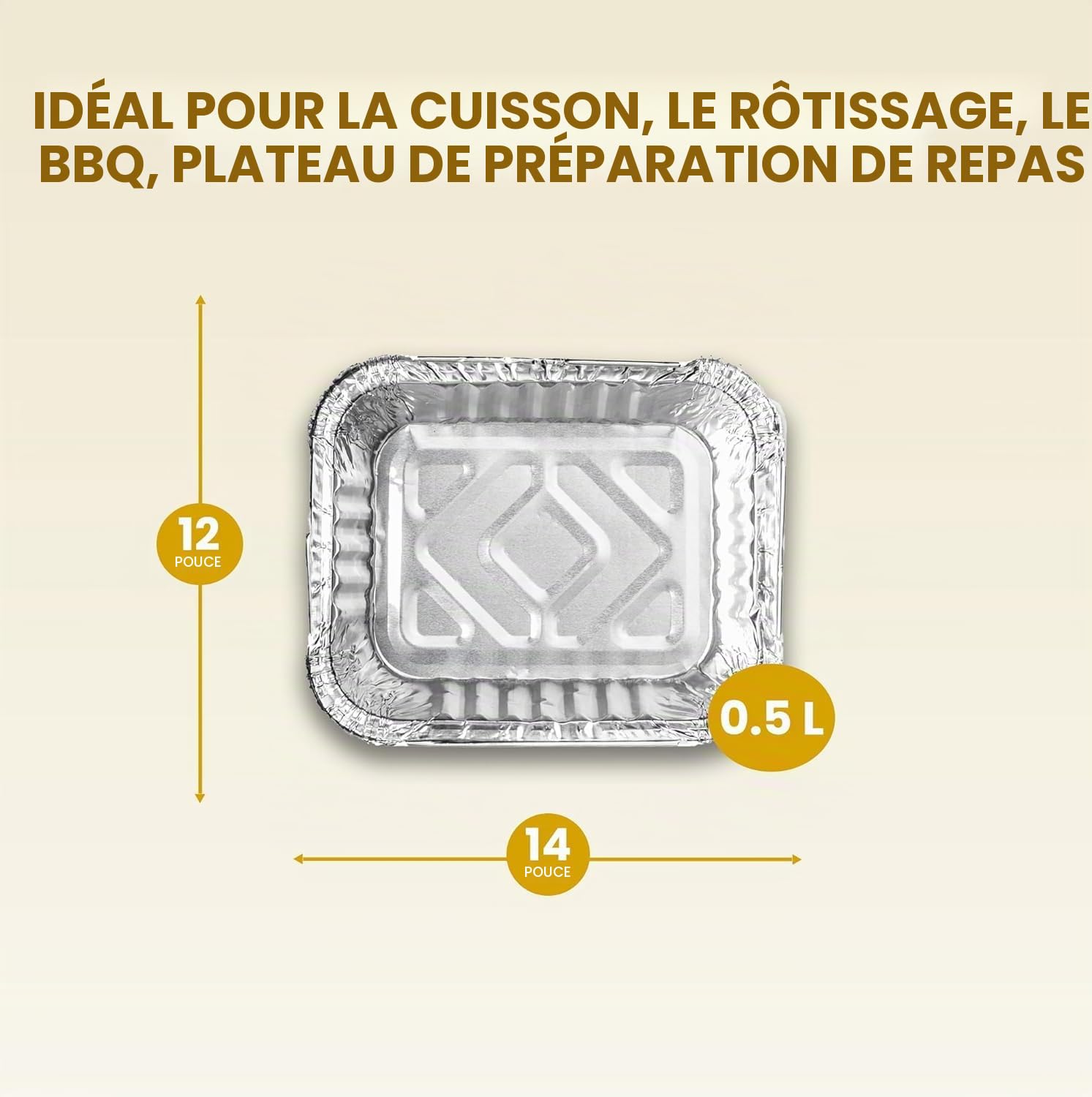 Superior Lot de 50 récipients en aluminium avec couvercles – 0,5 L – Plateaux alimentaires pour la préparation des repas, plateaux en aluminium pour la cuisson, le rôtissage, les plats à emporter et