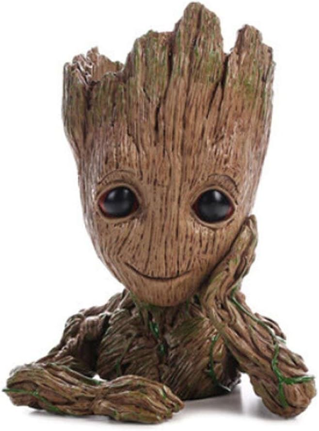 Baby Groot Flower Pot Marvel Action Figure by Guardians of The Galaxy for Plants and Pens Room Decoration for Family Children, Flower Pots, Children's Gifts (Single Hand Flower Pot)