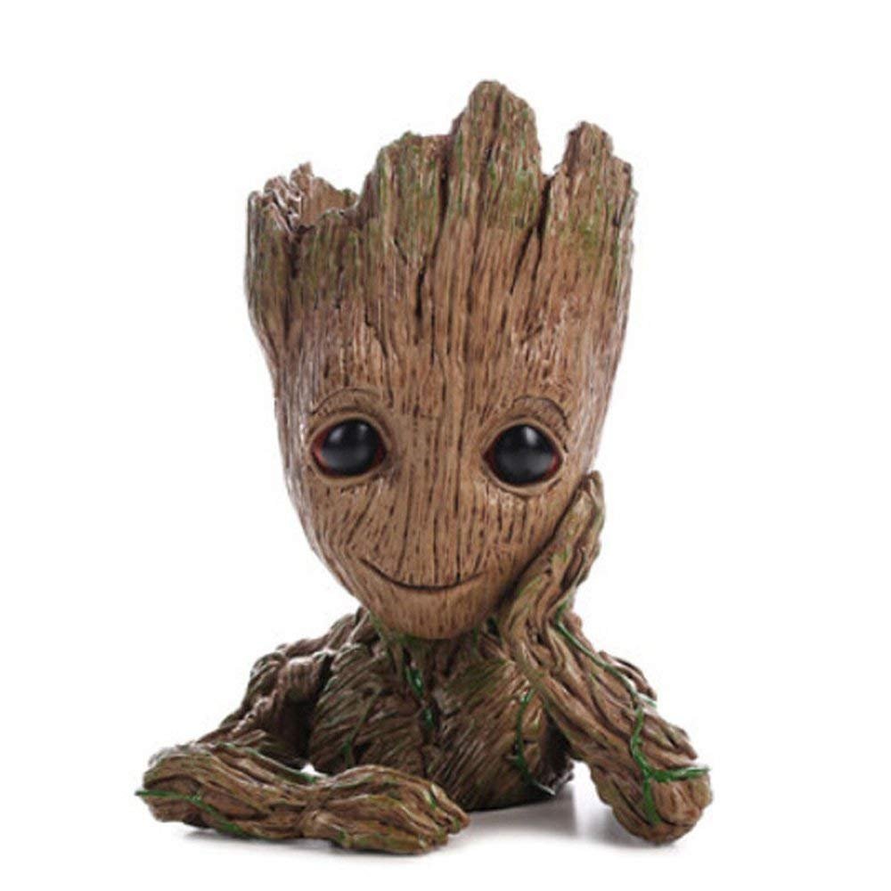 Baby Groot Flower Pot Marvel Action Figure by Guardians of The Galaxy for Plants and Pens Room Decoration for Family Children, Flower Pots, Children's Gifts (Single Hand Flower Pot)