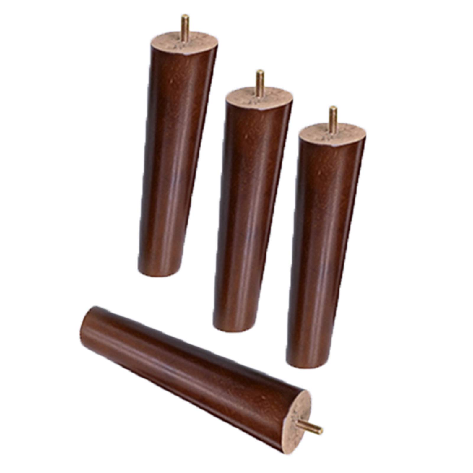4 gambe per mobili in legno massello conico di ricambio per mobili a cono obliquo, piedini per mobili per divano, letto, sedia, divano, piedini in legno M6, noce (25 cm)