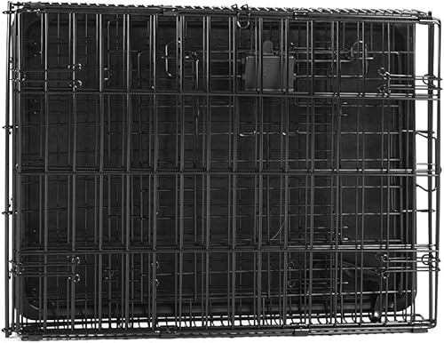 Miniatura 4 de Tienda Basics Caja para perros pequeños y duradera y plegable de alambre de metal con bandeja, puerta individual, 24 x 18 x 20 pulgadas, color negro