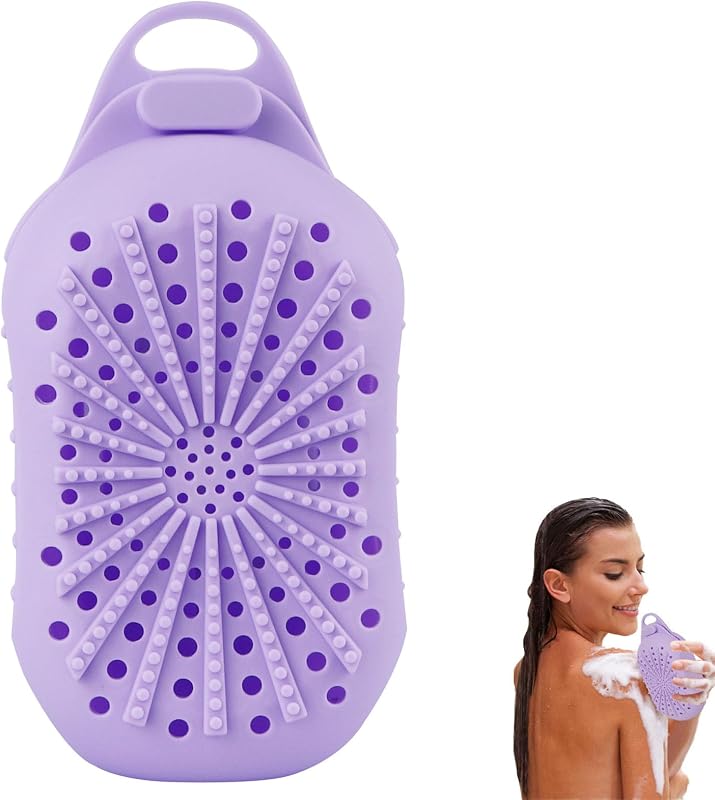 Bucha de silicone para sabonete com duas texturas, Roxa