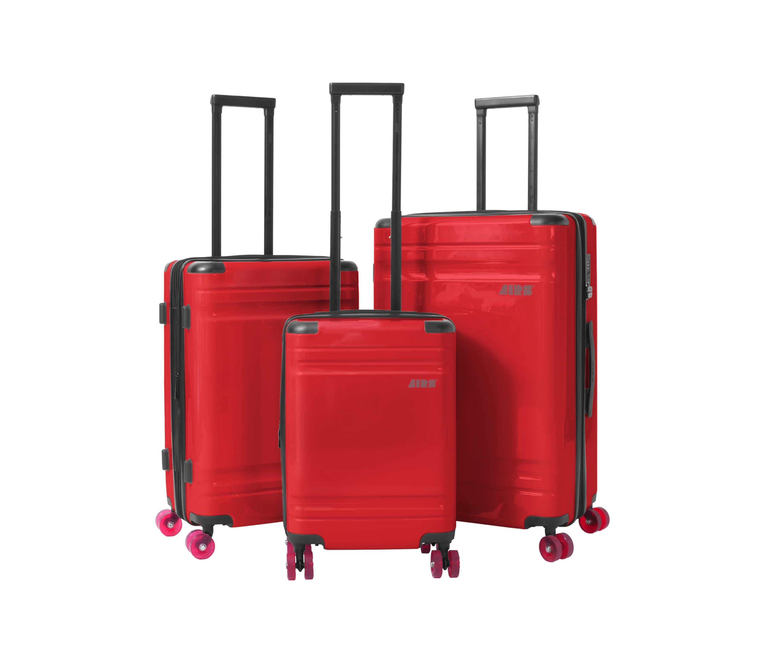 AIRS Expandable Hardsided Luggage with Red Ultra Silent 360 Spinner Wheels, Premium Interior, Protective Corner Guards (Bold Red, 3 Piece Set)