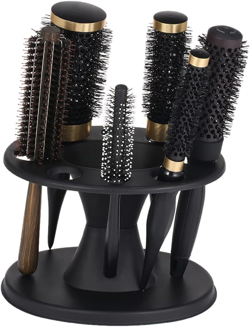 SunshineFaceHair Brush Holder Organizer, Round Hairbrush Holder Hair Brush Organizer Roll Comb Holder Display Rack Hair Styling Brush Stand Shelf Accessories for Salon Home