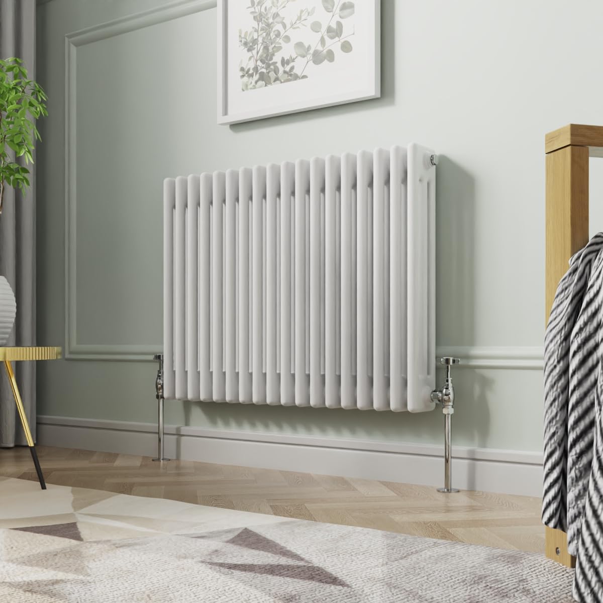 Nrg White 600 X 830 Mm Gloss Horizontal Cast Iron Radiator Triple Panel