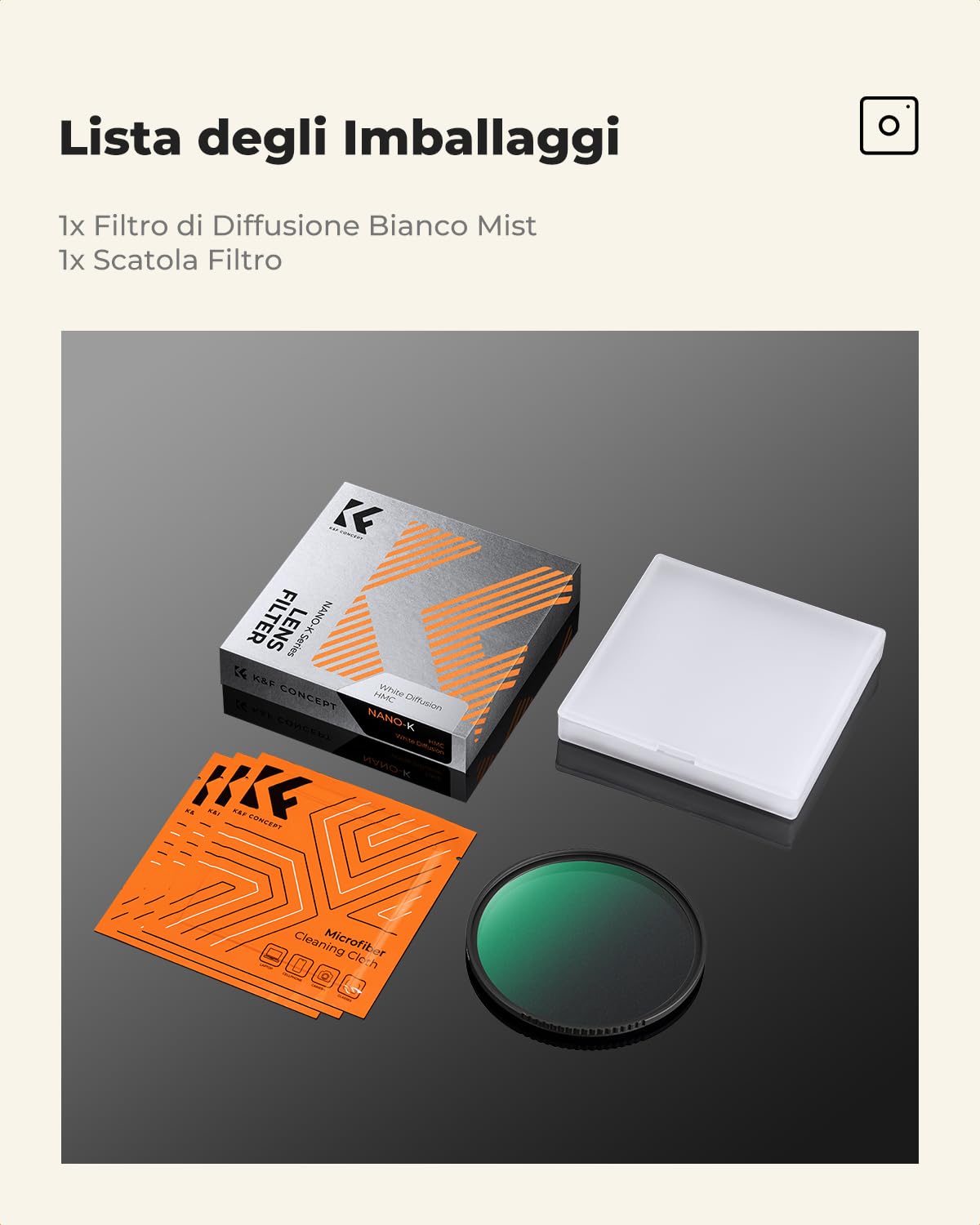 K&F CONCEPT Nano-Klear 77mm Filtro di Diffusione Bianco 1/4, White Mist 1/4 Filtro con 3 Pezzi Panno per Pulizia in Microfibra per Ammorbidente per Immagini e Video per Ritratti