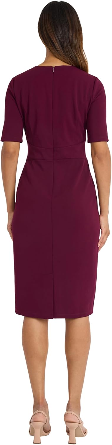 Donna Morgan Womens Curved Waist Seam Crepe Workwear Dress Career Office Desk to Dinner Event Occasion Guest of - Image 3
