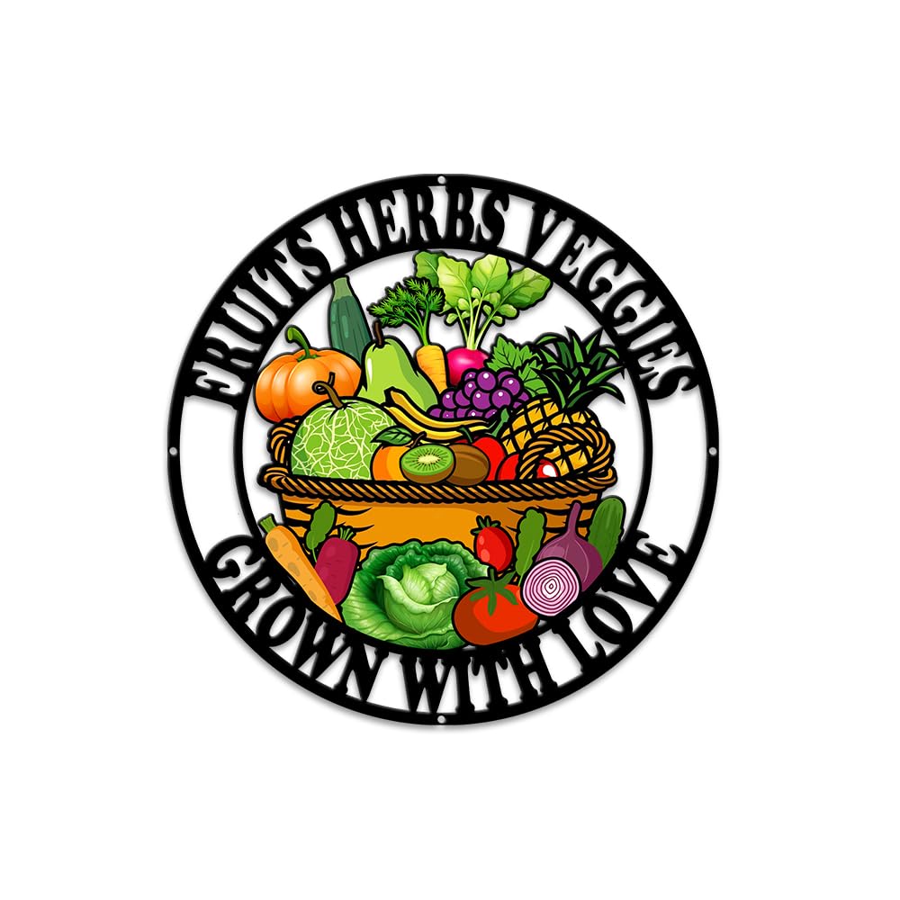 MeMate Outdoor Decorations, 12 Inch Metal Sign Decor, Gardening Gifts for Family & Friends, Rustic Plaque for Potting Shed, Flowers & Vegetable Garden (02)