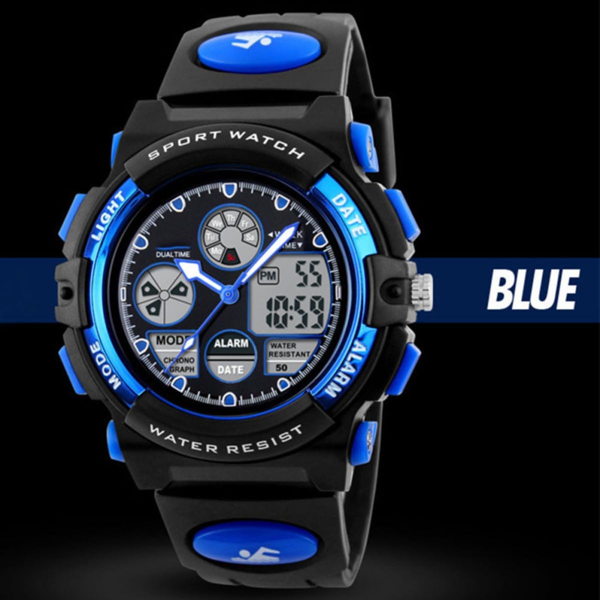 GALPADA Digital Watch 30m Rubber Wristwatch Waterproof
