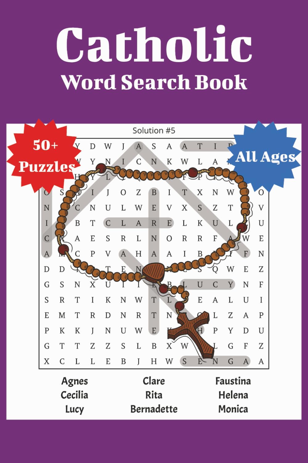 50+Large Print Catholic Word Search Puzzles for Adults, Seniors and Teens: Challenging Word Search Puzzle Book in Large Font for Adults Featuring Sacraments, Easter, Saints, and More!