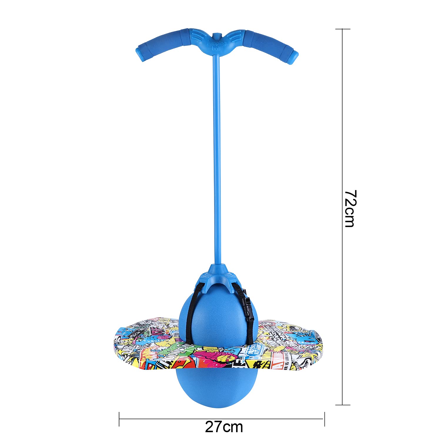 Ballon Sauteur Pogo Stick Jumper avec Poignée pour Débutant Ballon de Gym Sport Planche d'Équilibre Rebondissante Antidéflagrante Planche à Rebondir pour Entraînement Fitness Maison Bureau, Bleu 2