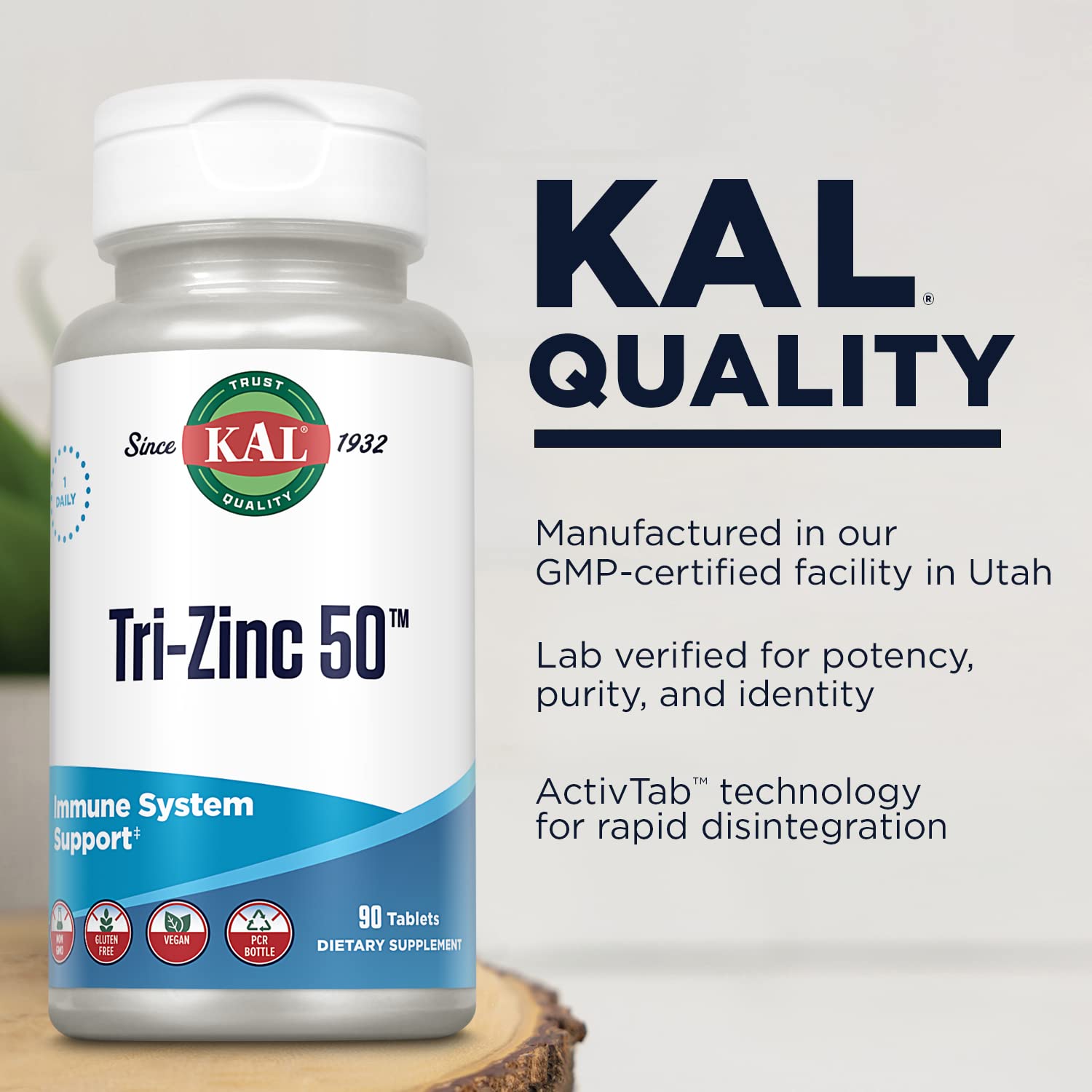 KAL Tri Zinc Supplement 50mg for Men & Women, Non-GMO, 90 Ct Tablets — Amazon image 4