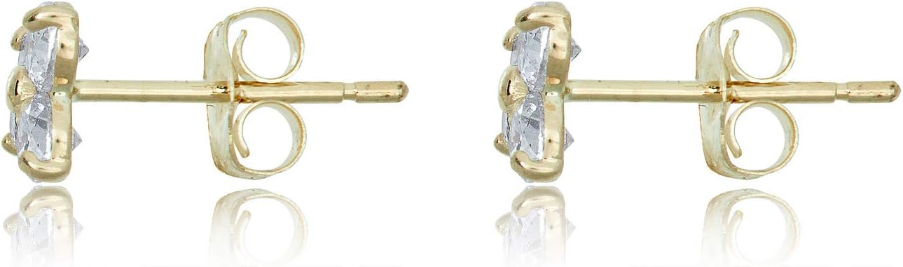 AVORA 10K Yellow Gold Butterfly Simulated Diamond CZ Stud Earrings - Pink or White