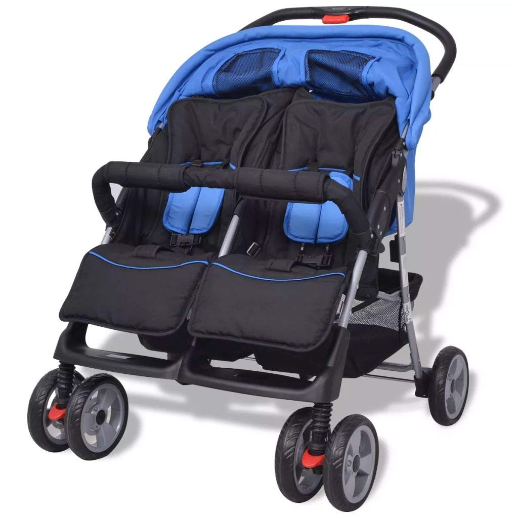 Tidyard Passeggino Carrozzina Gemellare Bimbini Pieghevole in Acciaio,Carrozzina Gemellare Pieghevole,Passeggino Doppio,Passeggino Pieghevole,Carrozzina Doppio 93x68x103 cm Carico 2x15 kg
