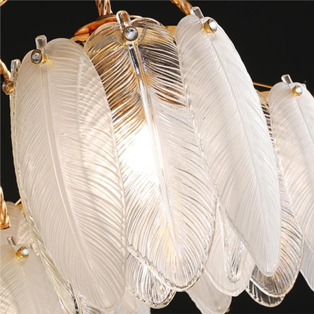Nowoczesna lampa wisząca, szklane żyrandole, nordyckie, matowe pióra, vintage, złote, wiszące do sypialni, kuchni, wyspy, salonu, przedpokoju