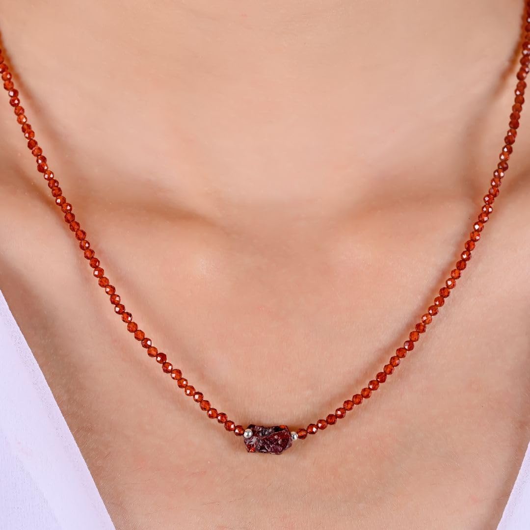 Gempires Gemstone Beaded Necklace with Raw Stone Crystal Jewelry Hypoallergenic 18 Inch Silver Plated Elegant Handmade Jewelry Gifts For Women - Image 4