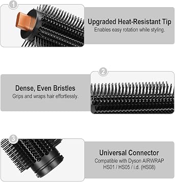 Upgraded Round Volumizing Brush Attachment for Dyson Airwrap Copper