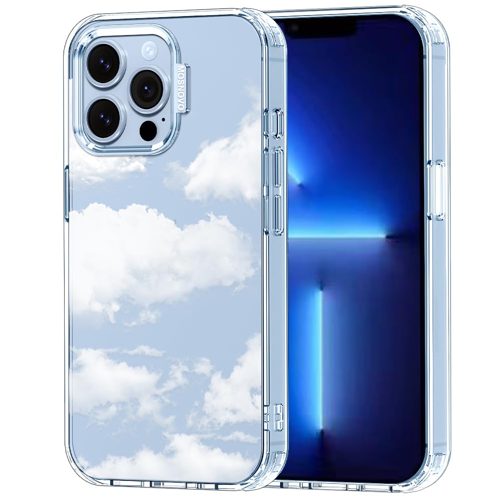 MOSNOVO Case for iPhone 13 Pro, [Buffertech 6.6ft Military-Grade Drop Protection] [Anti Peel Off Tech] Clear TPU Bumper Phone Case Cover Design -