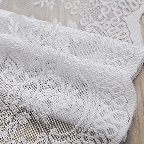 Aligogo White Lace Kitchen Curtains 24 Inch Length Sets- Vintage Floral Lace Tier Curtains Cafe Curtains For Small Kitchen Window Bathroom Cabinet Curtains, 29 W X 24 L Inch, White #TOP4