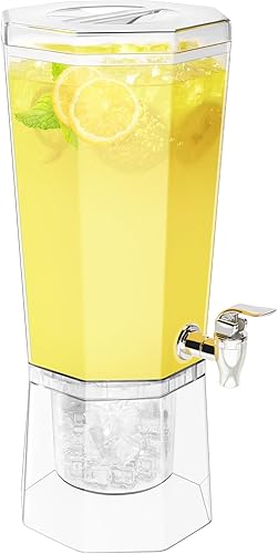 Lifewit Dispensador de bebidas de plástico de 1 galón, recipientes de jugo con tapa para fiesta, dispensador de bebidas de hielo con soporte para