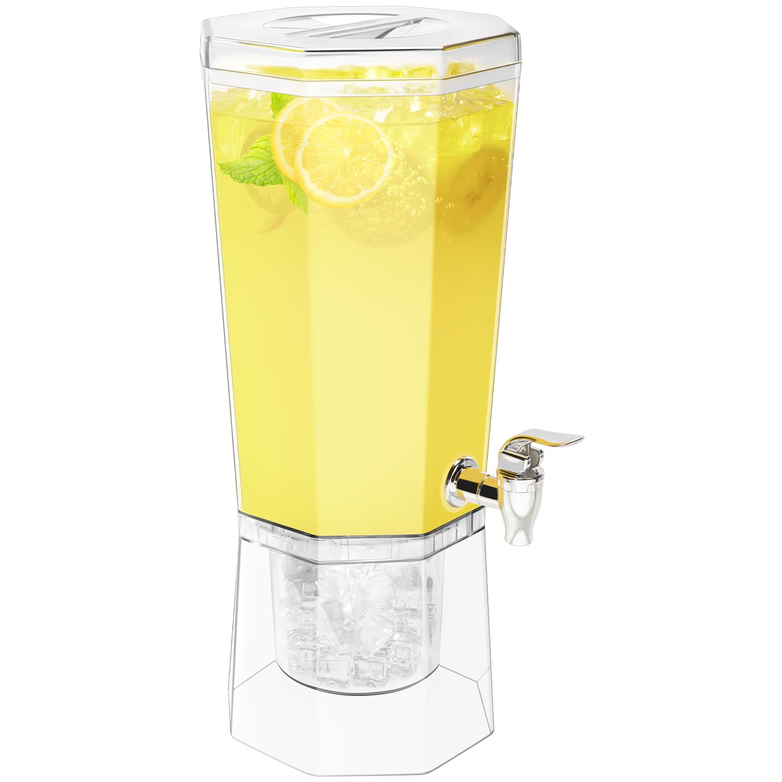 Lifewit 1ガロン プラスチック ドリンクディスペンサー ジュース容器 蓋付き パーティー用 アイス飲料ディスペンサー スタンド付き レモネード/ソーダ/紅茶用 BPAフリー