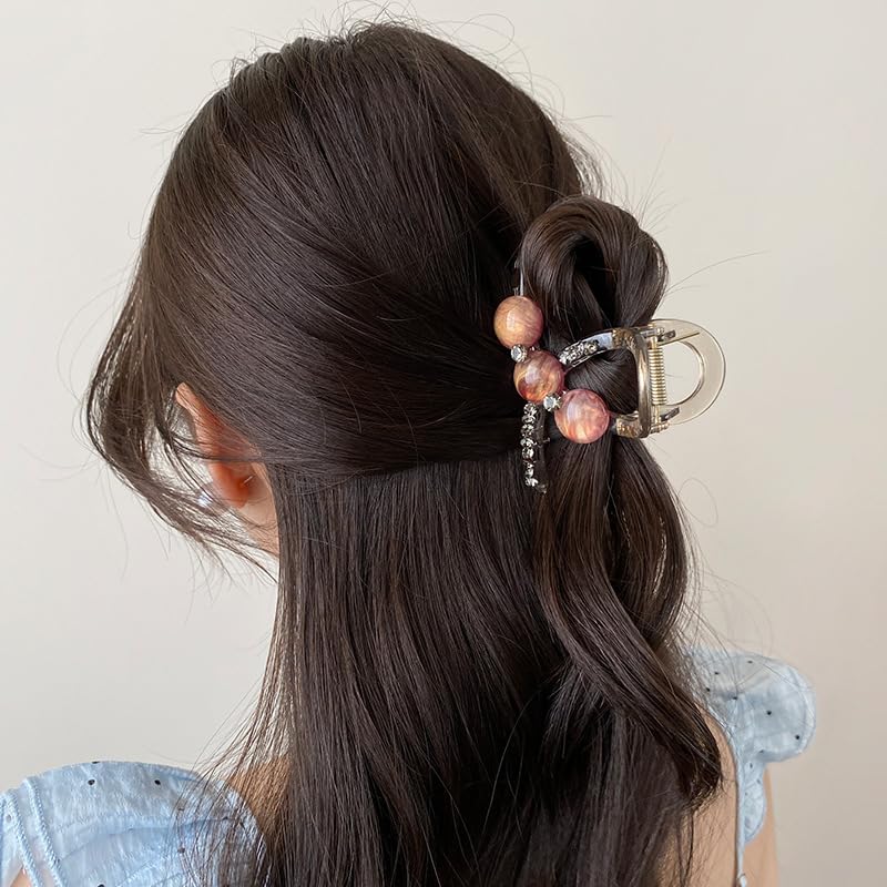 Pinza de cabello con perlas rosa púrpura miniatura 5