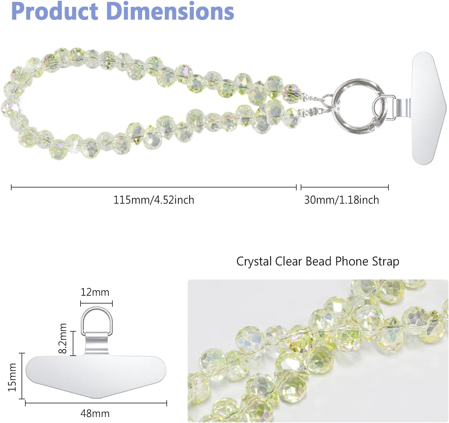 TENOC Beaded Phone Wrist Strap, Light Yellow image 2