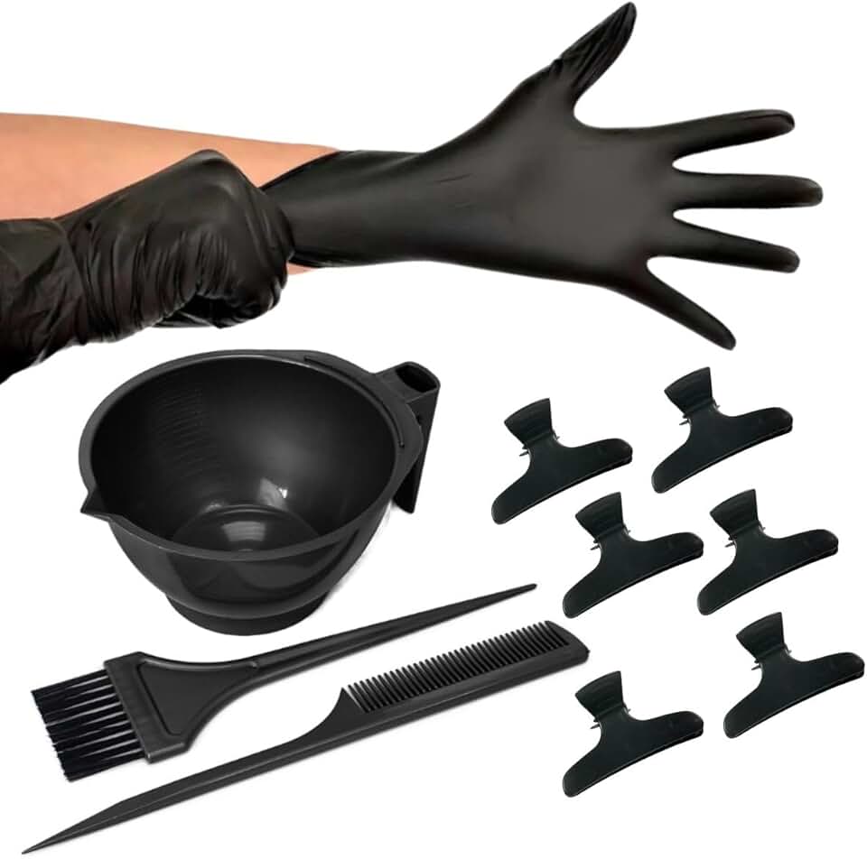 Kit Tintura Coloração Tigela Pente Pincel Luva e Piranha