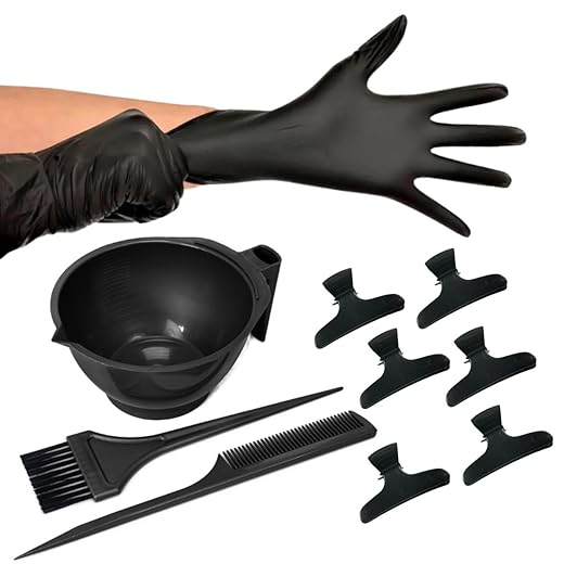 Kit Tintura Coloração Tigela Pente Pincel Luva e Piranha