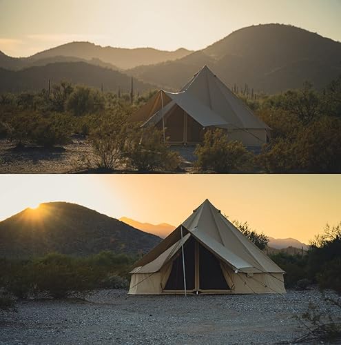 Miniatura 5 de WHITEDUCK Toldo para tienda de campaña de lona, toldo completo con postes para todas las estaciones de campamento y glamping (beige, 16 pies)
