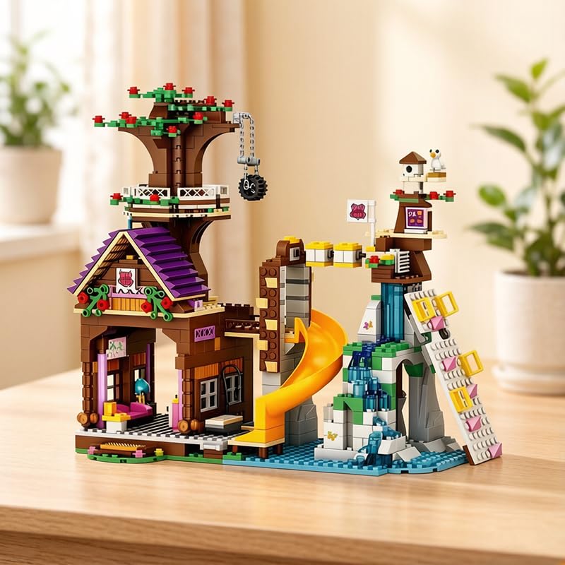 Image of SKY LINE OCEAN Camp Tree House Building Block Set, 922+ PCS Forest Adventure Treehouse Model Kit, Creative Construction Toy with Outdoor Camping Theme | 5 Year Structural Warranty